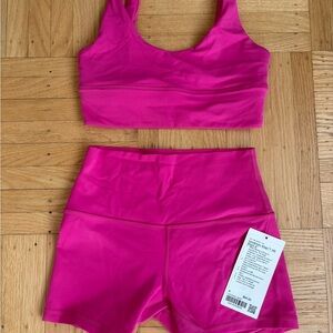 Lululemon Athletica Magenta Align Shorts and bra